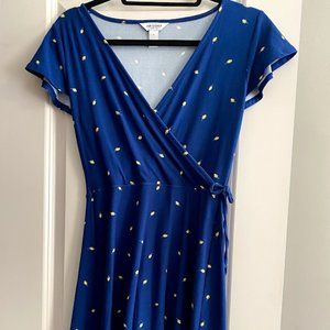 Women's summer dress - blue with yellow flowers